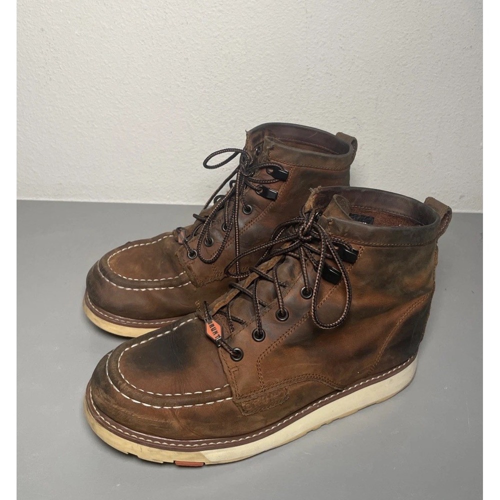 Brunt Marin 6" Soft Toe Waterproof Brown Leather Moc Toe Work Boots Men's 8